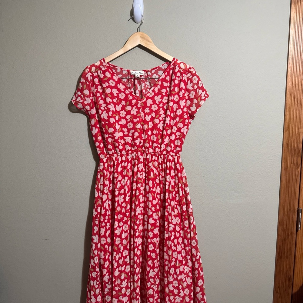 Indigo Rose Womens Red Floral Dress Size Medium